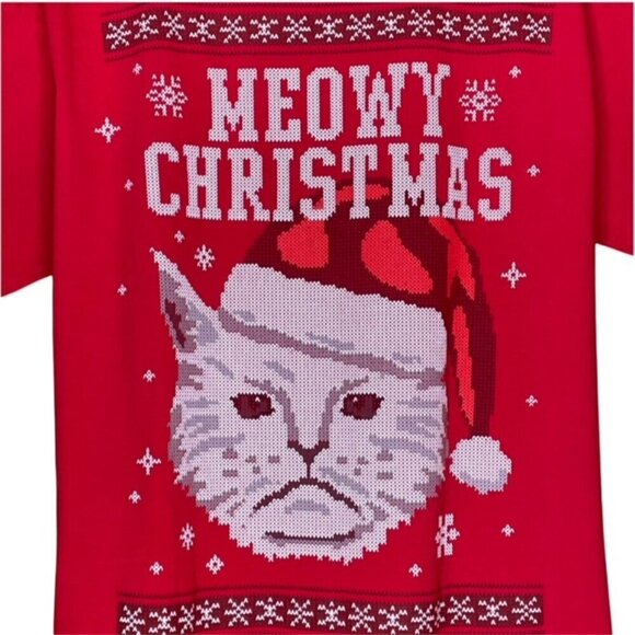 Grumpy Cat Meowy Christmas Short Sleeve T-shirt - Size Large - Picture 3 of 4